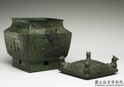 图片[2]-Square lei wine vessel with owl heads and animal mask pattern, late Shang dynasty, c. 13th-11th century BCE-China Archive